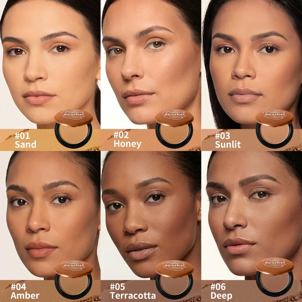 Bronze Compact Powder Oil Control Matte Finish for All Skin Types Daily Makeup Routine