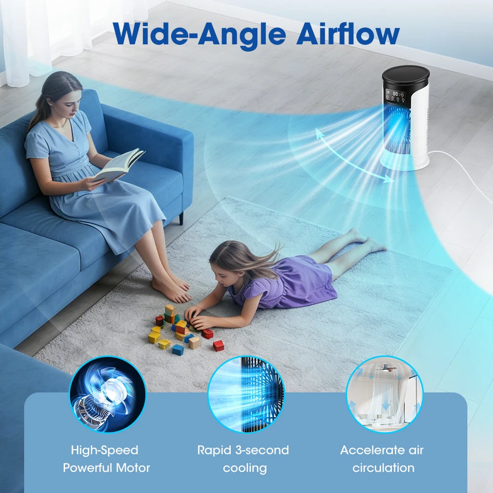 Portable Air Cooling Fan Six Speeds Humidifier for Desk and Home Office Use