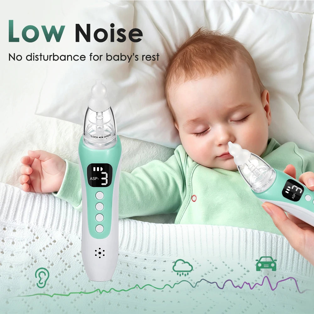 Electric Baby Nasal Aspirator Rechargeable Mucus Sucker for Newborns During Cold Congestion