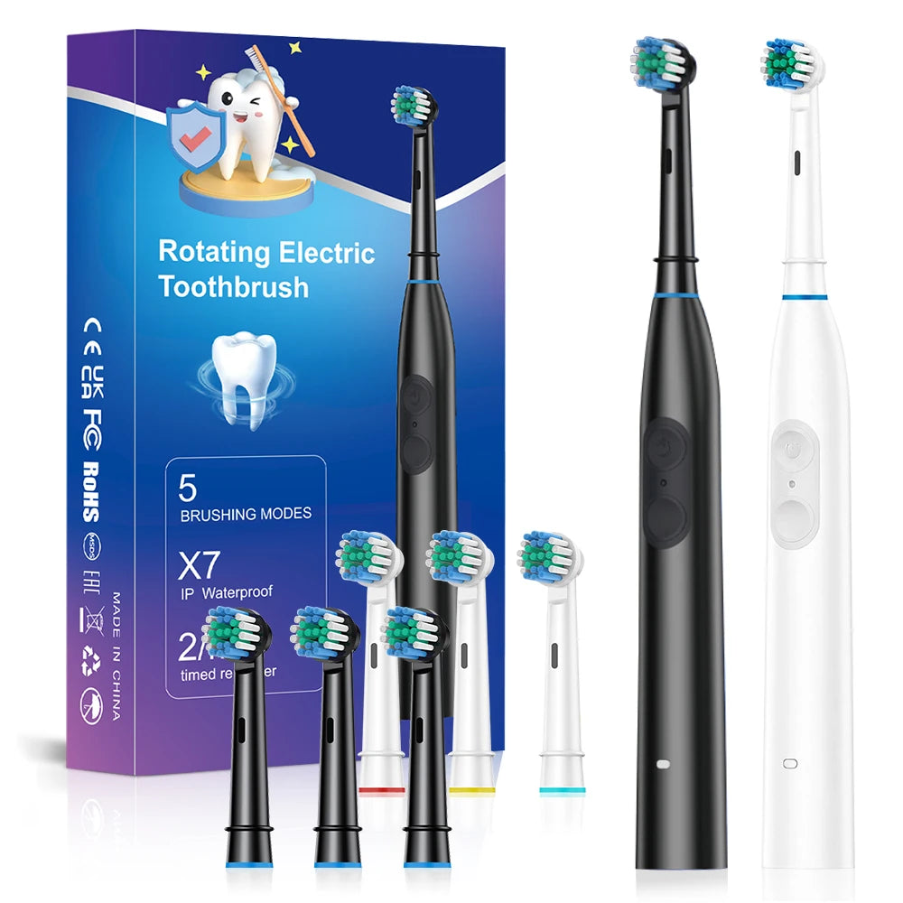 Electric Toothbrush with 5 Modes and 4 Replacement Heads for Adults at Home Travel