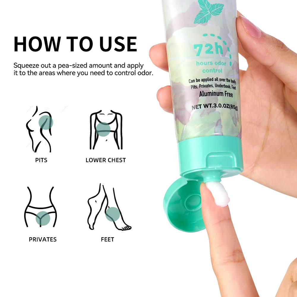Body Deodorant Cream Long Lasting Odor Control Antiperspirant for Women and Men Daily Use