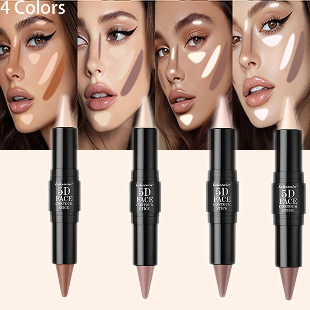 Dual Ended Face Contour Stick Highlighter Waterproof Makeup for Sculpting and Daily Beauty