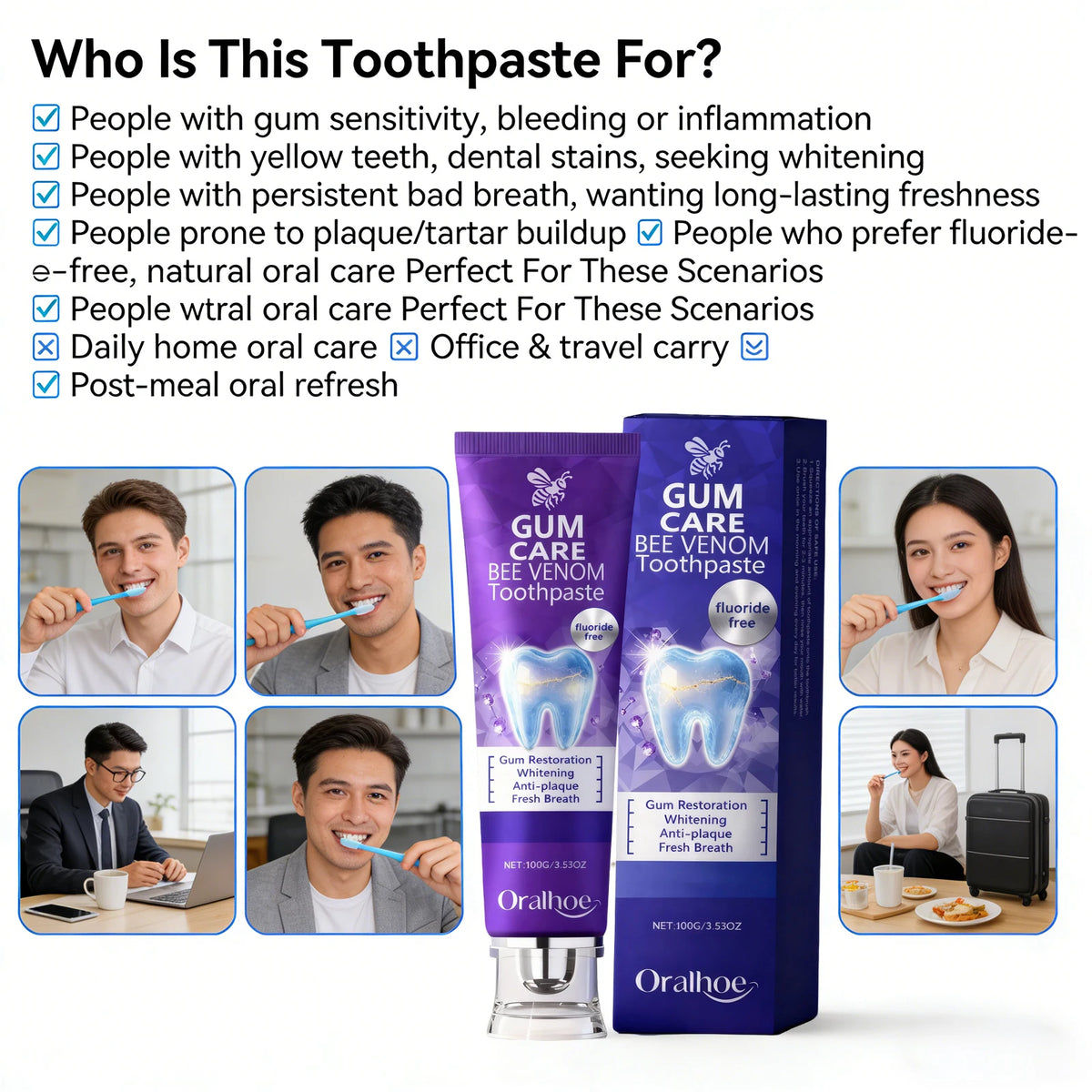 Bee Venom Toothpaste Teeth Whitening and Gum Care for Adults Seeking Daily Oral Hygiene