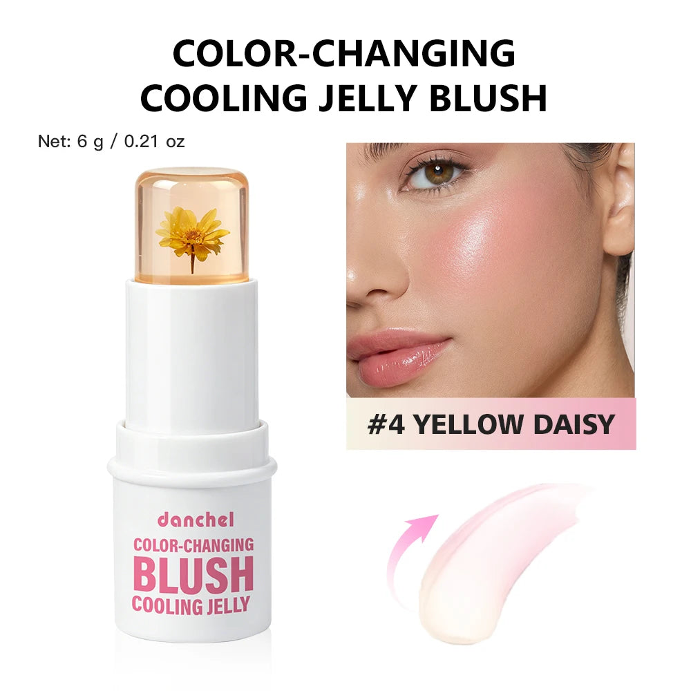 Color Changing Jelly Blush Stick pH Adaptive Hydrating Tint for Lips Cheeks and Eyes Daily