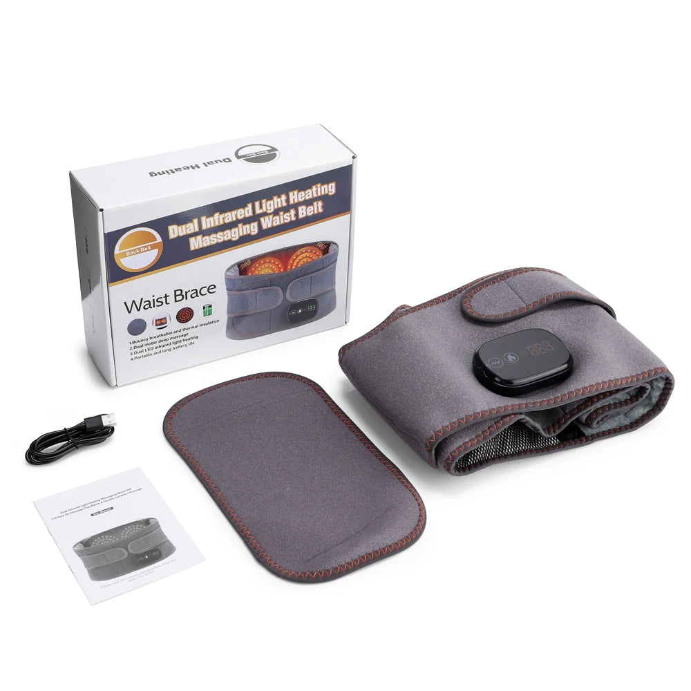Cordless Heated Waist Massager with Red Light Therapy Vibration Support for Home Relaxation - 16