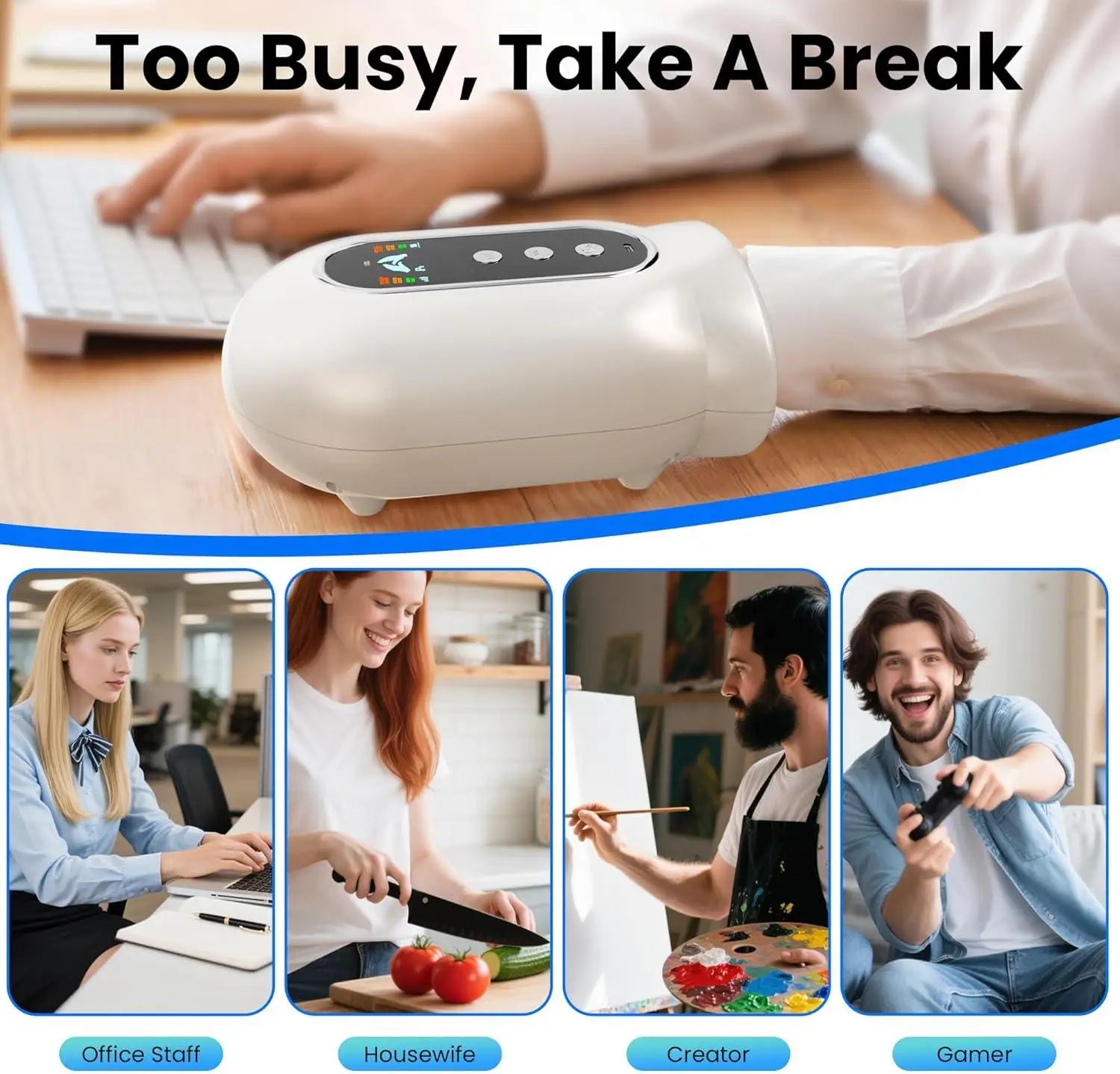 Electric Hand Massager with Airbag Compression and Heat for Office Workers at Home - 6