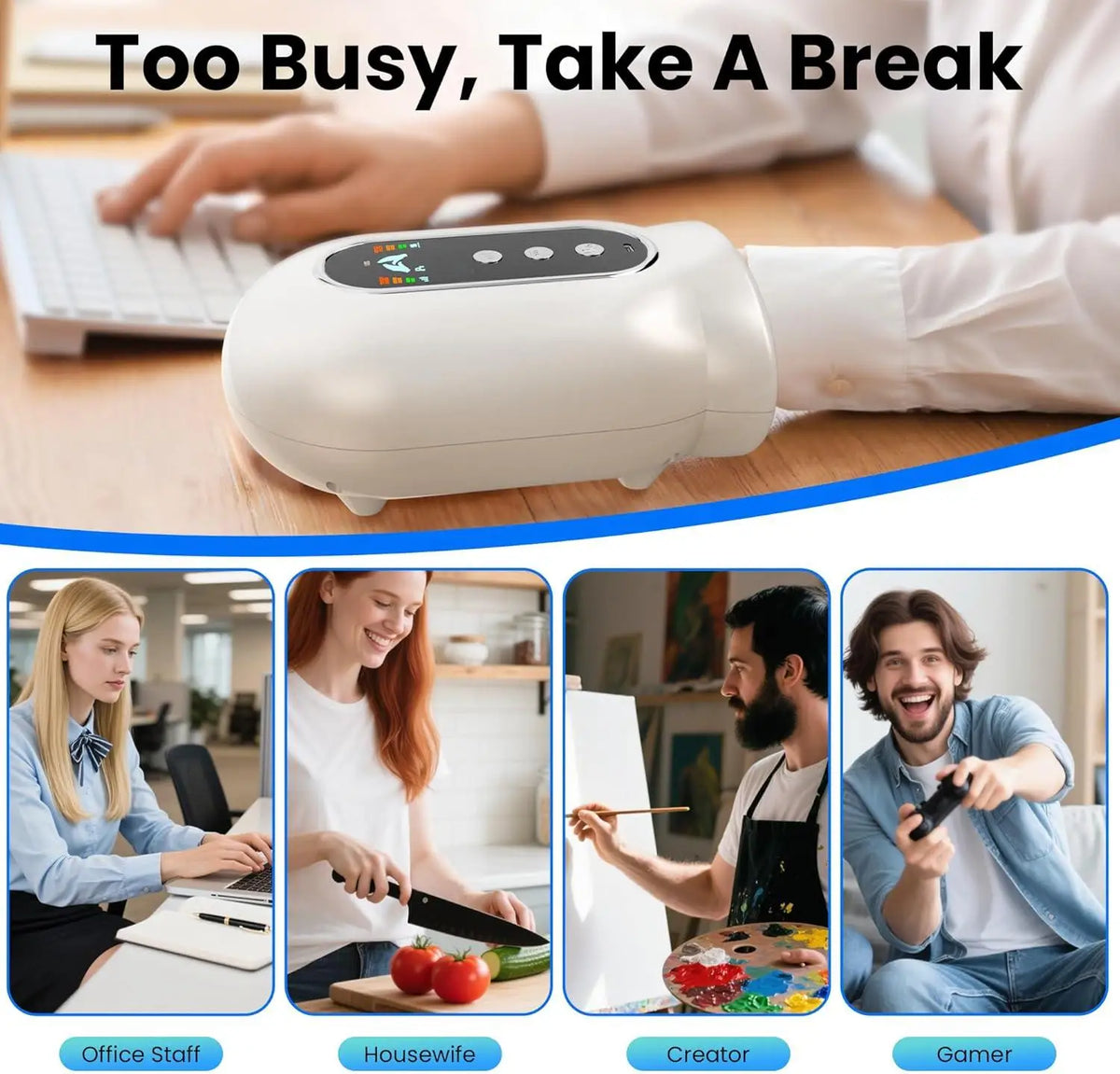 Electric Hand Massager with Airbag Compression and Heat for Office Workers at Home