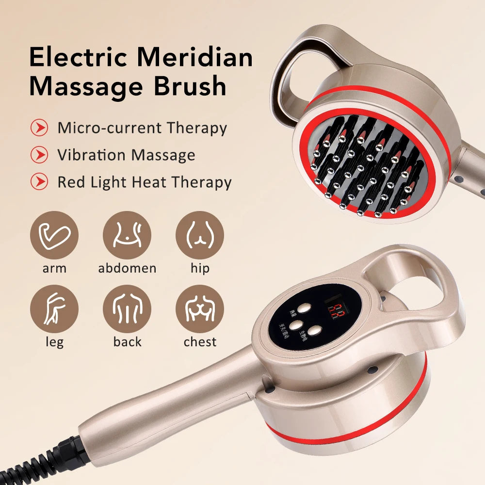 Electric Meridian Massage Brush Microcurrent Cellulite Therapy for Body Home Use Relaxation