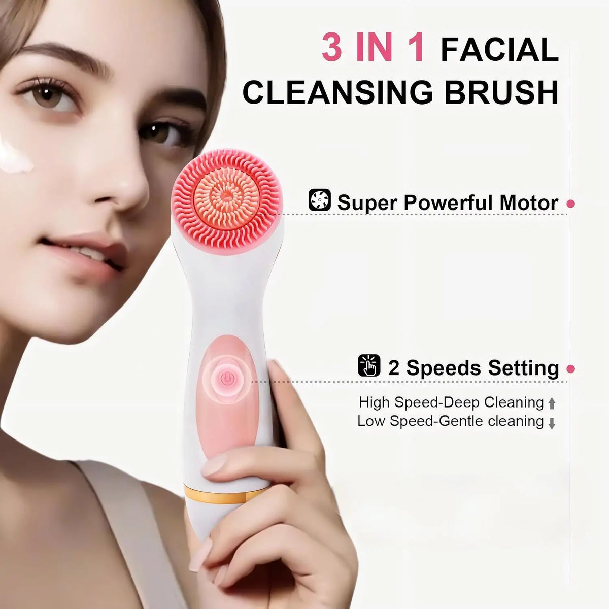 3 in 1 Facial Cleansing Brush Exfoliating Face Scrubber for Women and Daily Skincare Routines