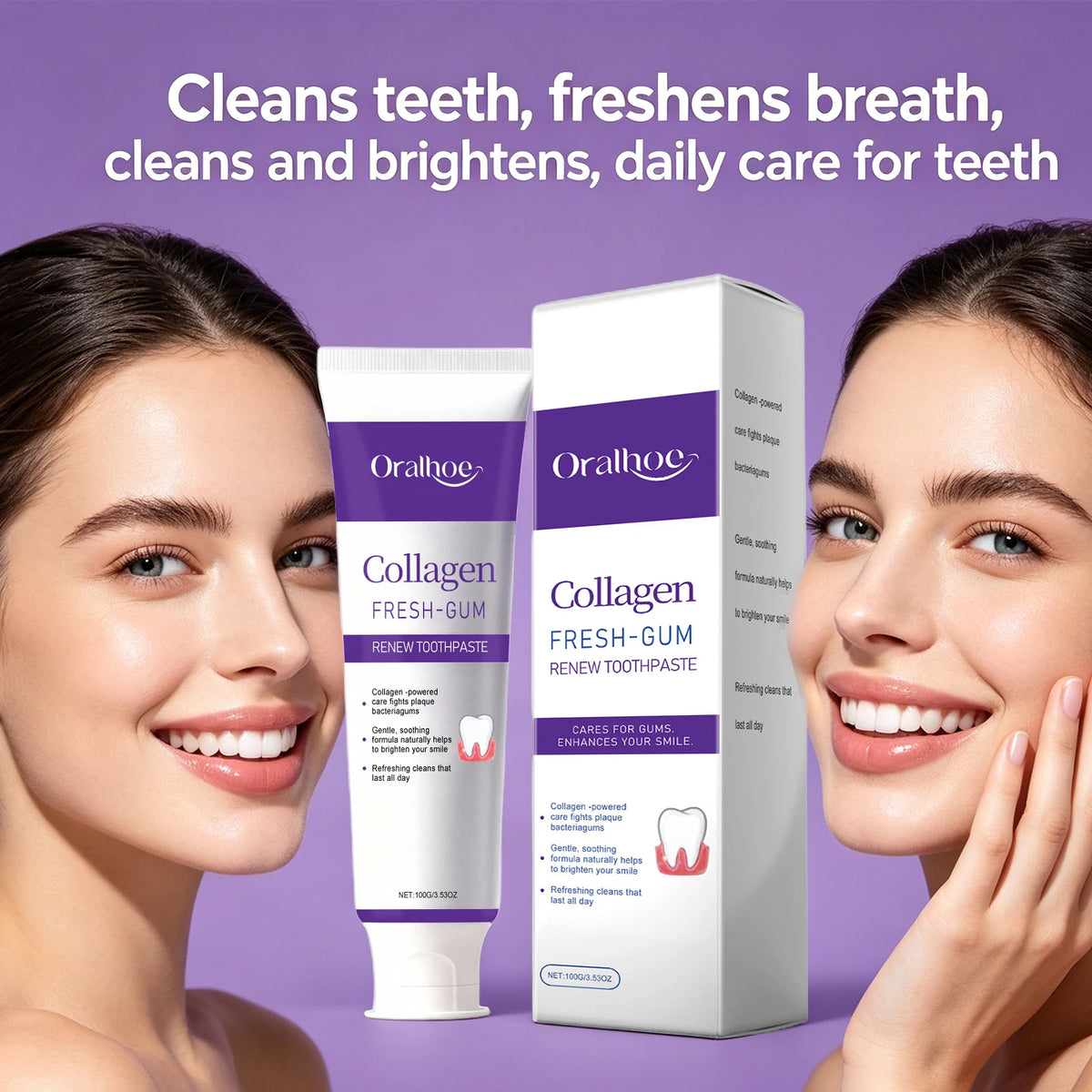 Collagen Toothpaste Whitening and Fresh Breath for Adults Daily Oral Care at Home Routine