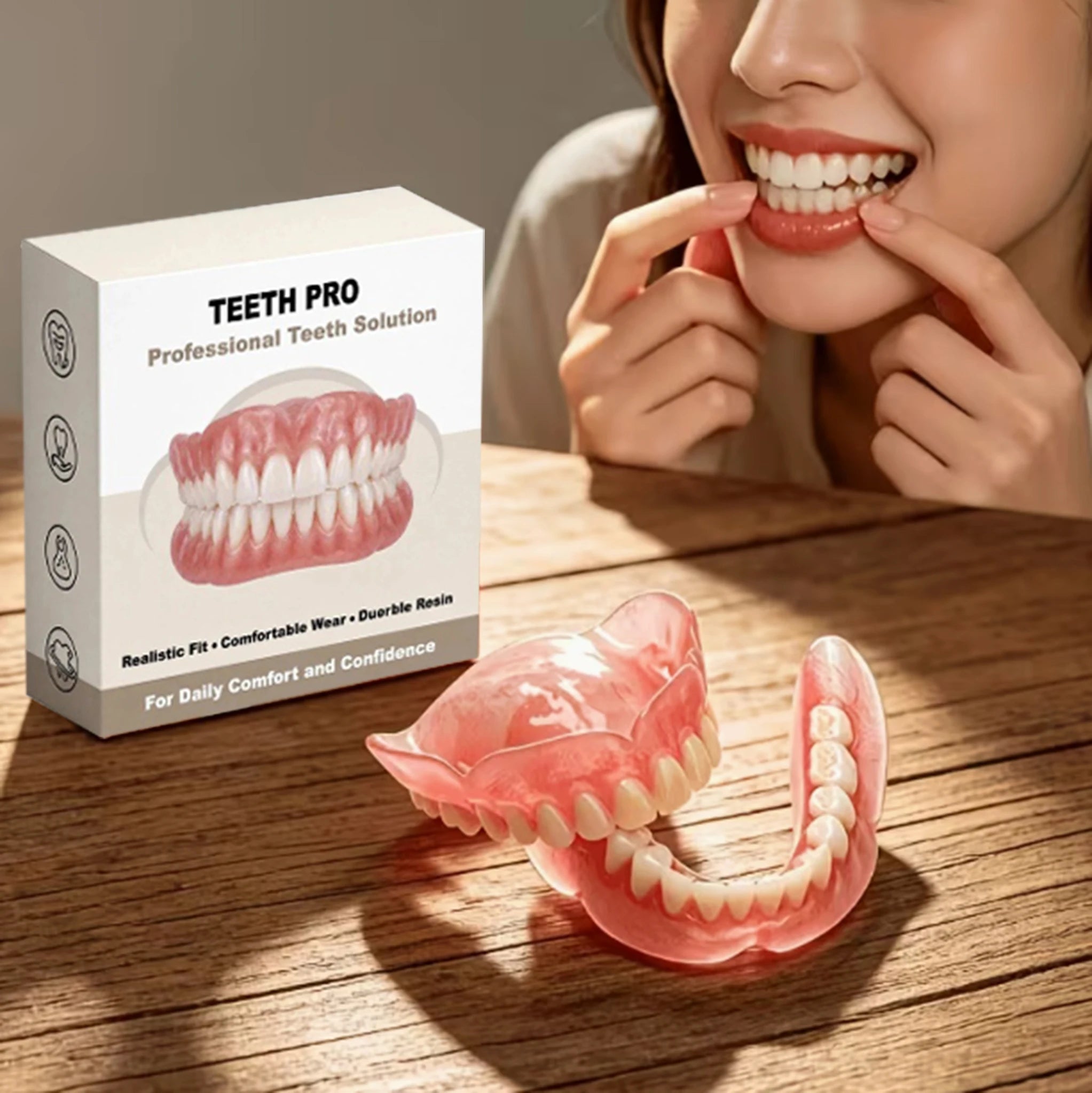 Realistic False Teeth Silicone Dentures Comfort Fit for Adults Seeking a Bright Smile - 1
