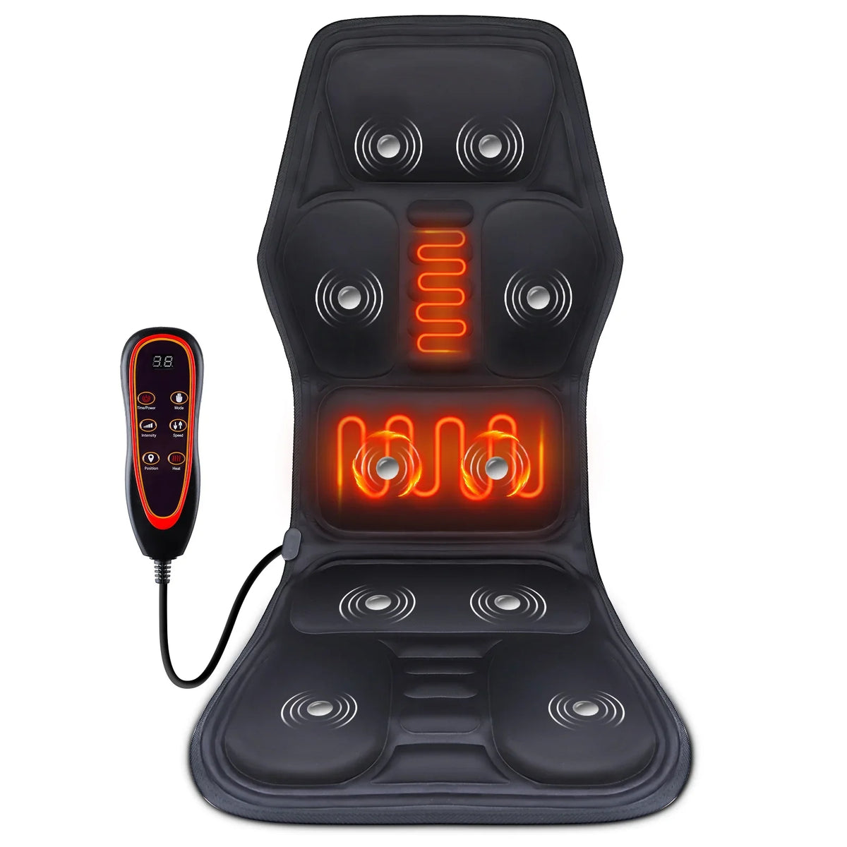 Electric Back Massager Cushion Heated Vibrating Seat Pad for Home Office and Car Use