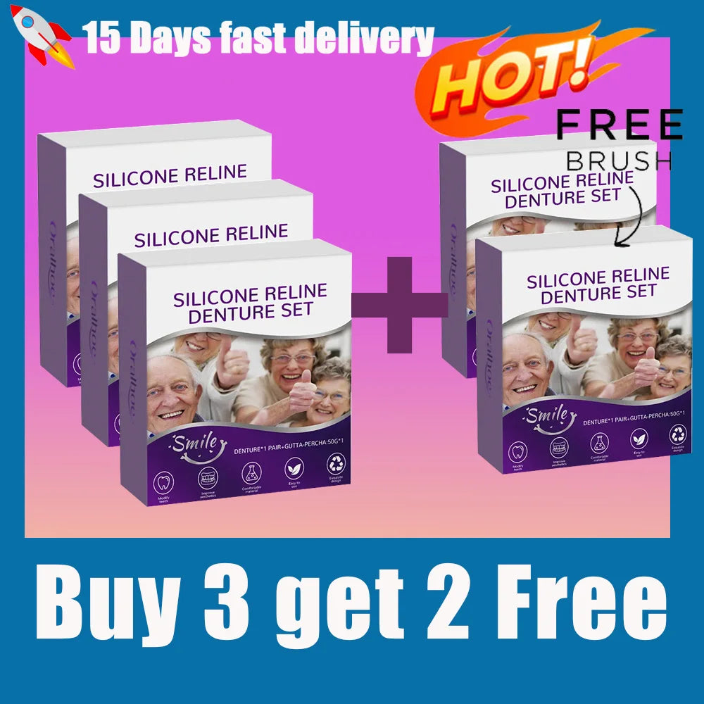 Denture Reline Kit Soft Silicone False Teeth Care Set for Seniors at Home Daily Comfort - 9