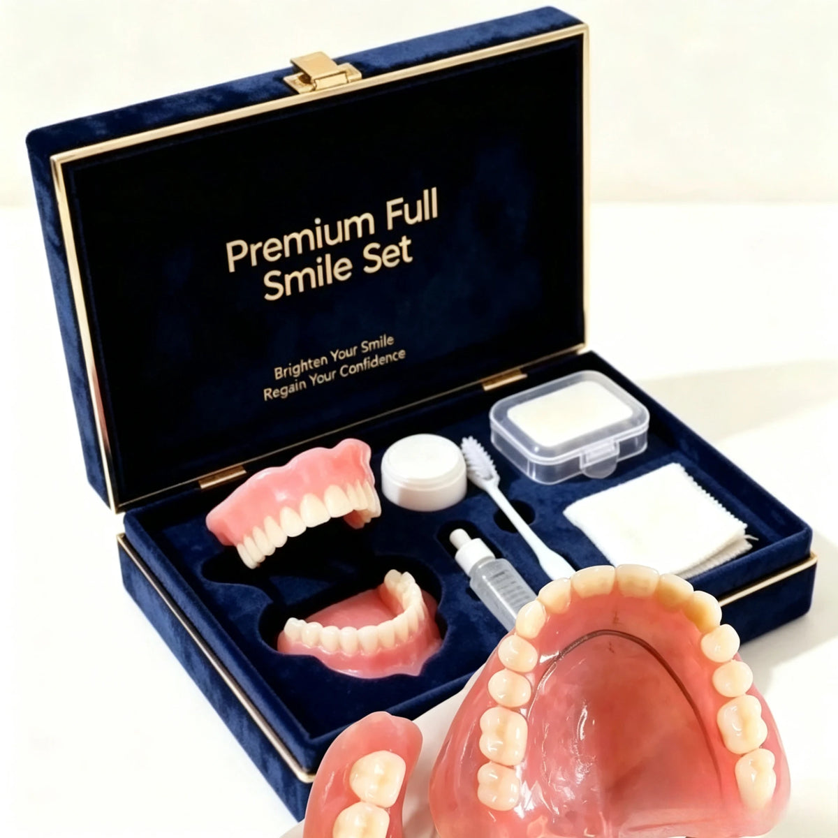 Silicone Full Mouth False Teeth Kit Cosmetic Smile Set for Daily Use and Instant Confidence