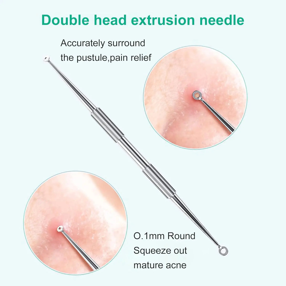 Blackhead Removal Kit Stainless Steel Pimple Popper Tools for Face Skincare Routine Travel