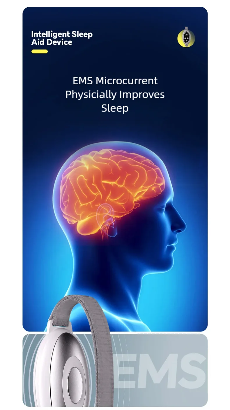 Microcurrent Sleep Aid Device EMS Pulse Massager for Restful Sleep and Anxiety Relief at Home