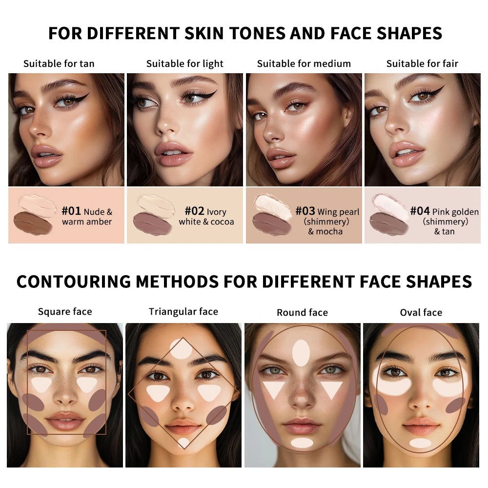 Dual Ended Face Contour Stick Highlighter Waterproof Makeup for Sculpting and Daily Beauty - 6