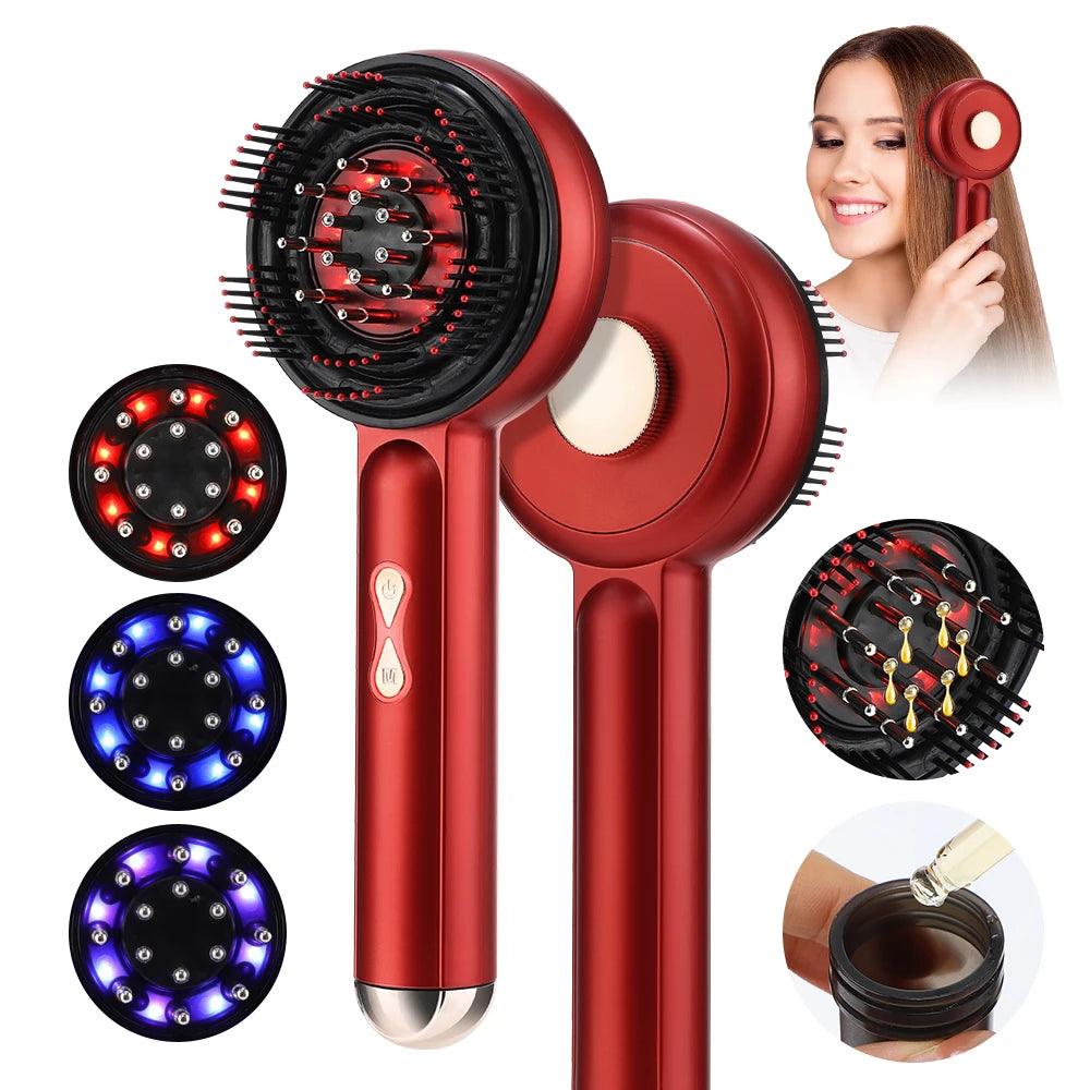 Electric Scalp Massage Comb LED Therapy Hair Growth Serum Applicator for Men and Women Home