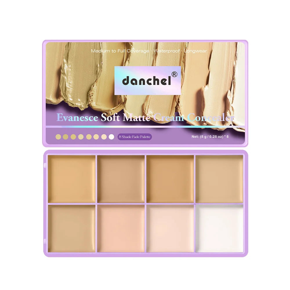 8 Shade Cream Concealer Palette Waterproof Full Coverage for Professional Makeup Artists