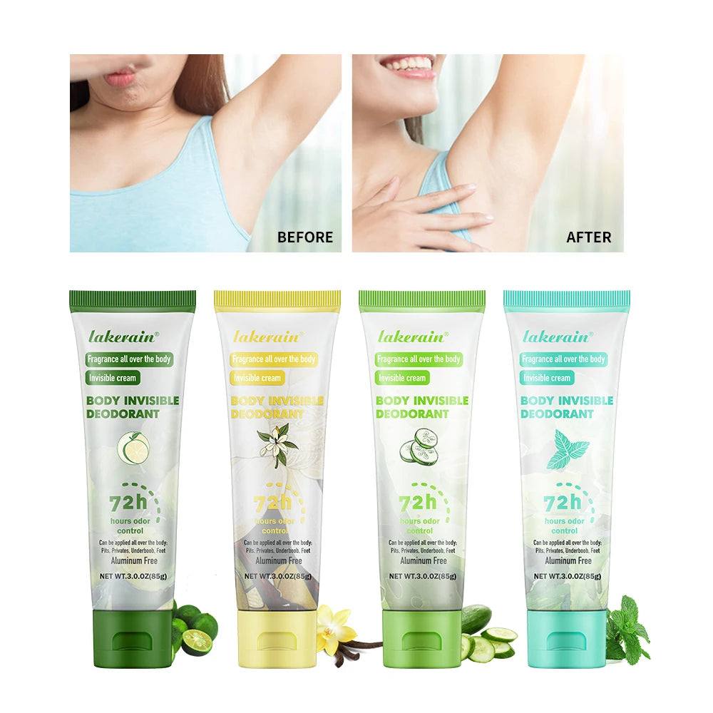 Body Deodorant Cream Long Lasting Odor Control Antiperspirant for Women and Men Daily Use