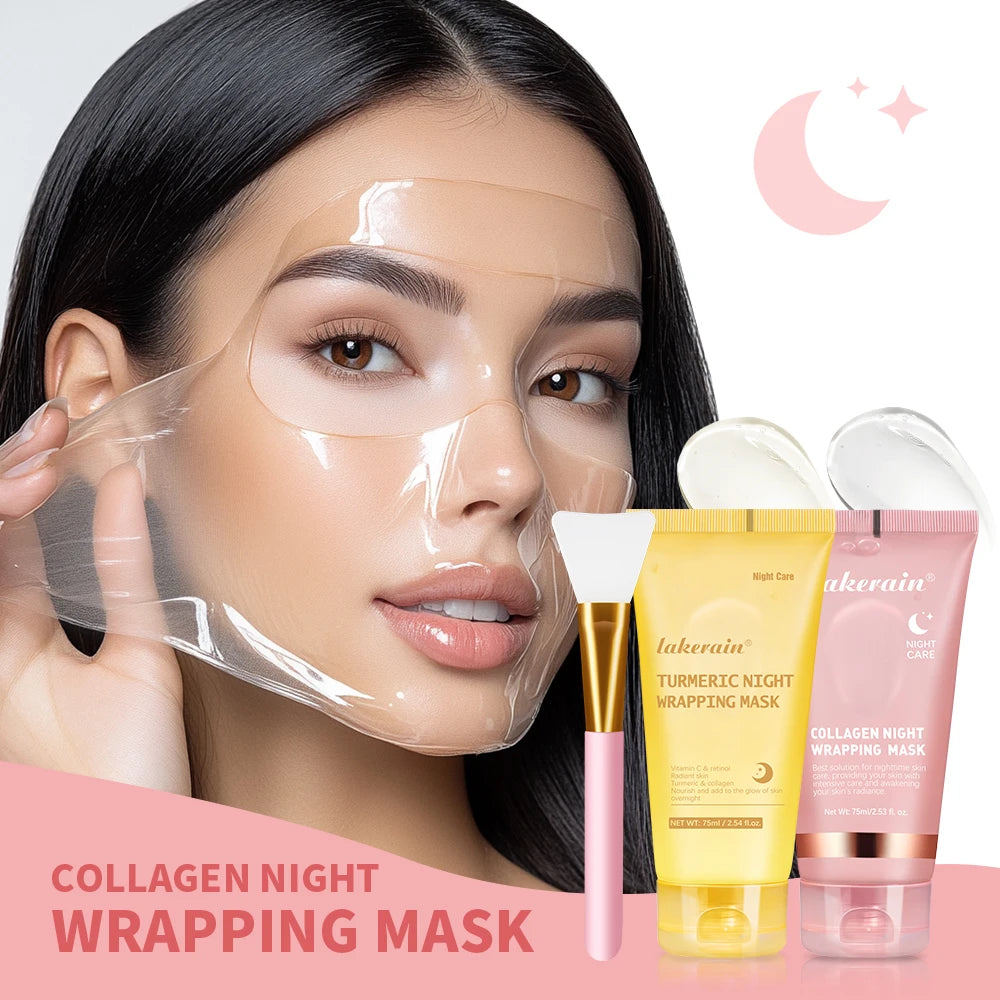 Collagen Turmeric Peel Off Facial Mask Deep Hydration Night Care for Women at Home