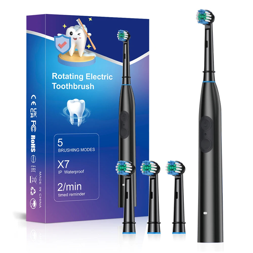 Electric Toothbrush with 5 Modes and 4 Replacement Heads for Adults at Home Travel - 19