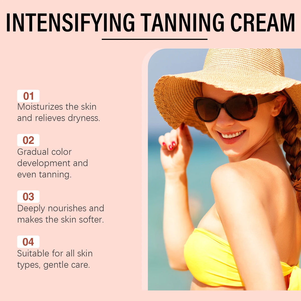 Body Tanning Cream Sunbed Accelerator for Deep Hydration and Radiant Skin Tone All Summer Long