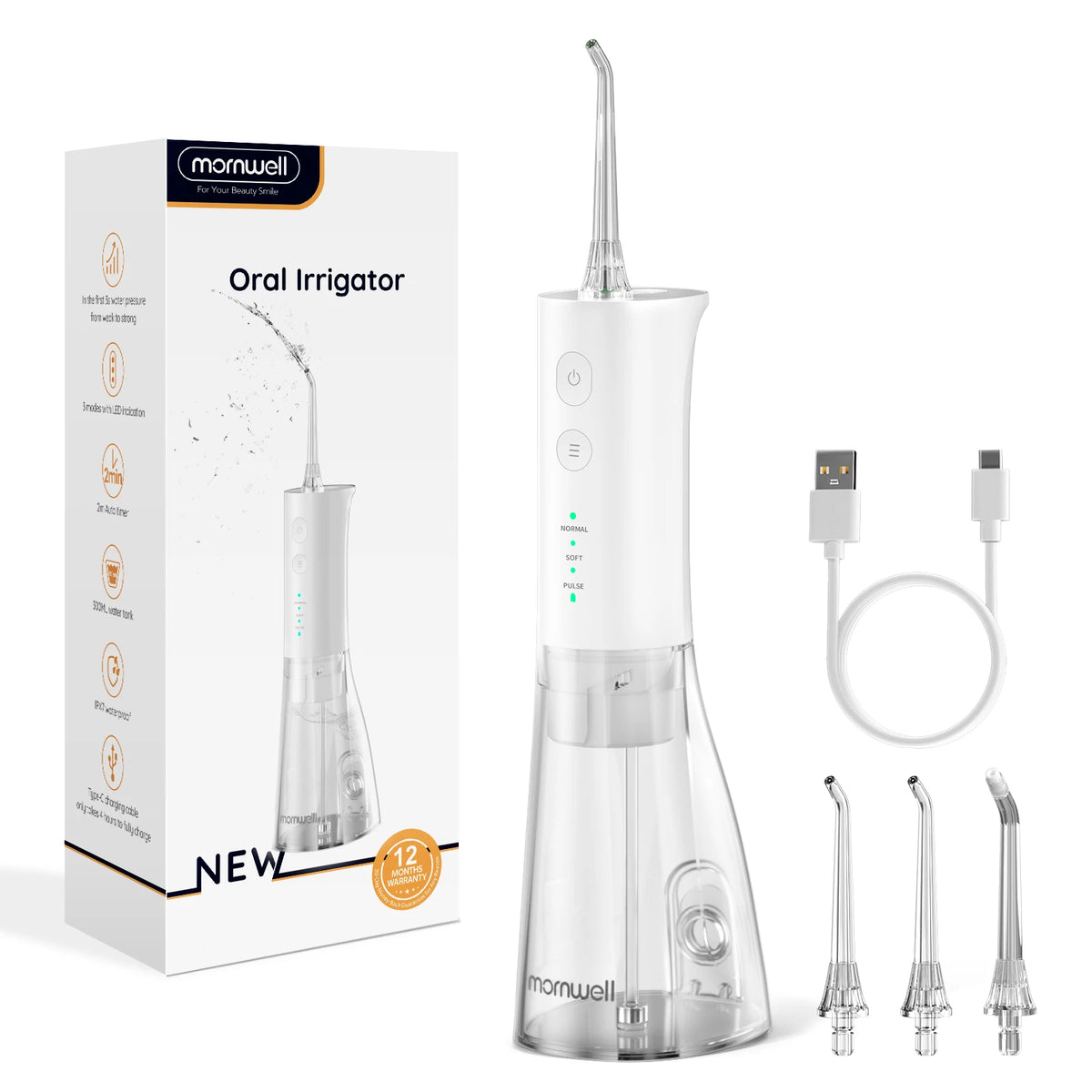 Portable Oral Water Flosser Rechargeable Dental Jet Pick for Teeth Cleaning at Home