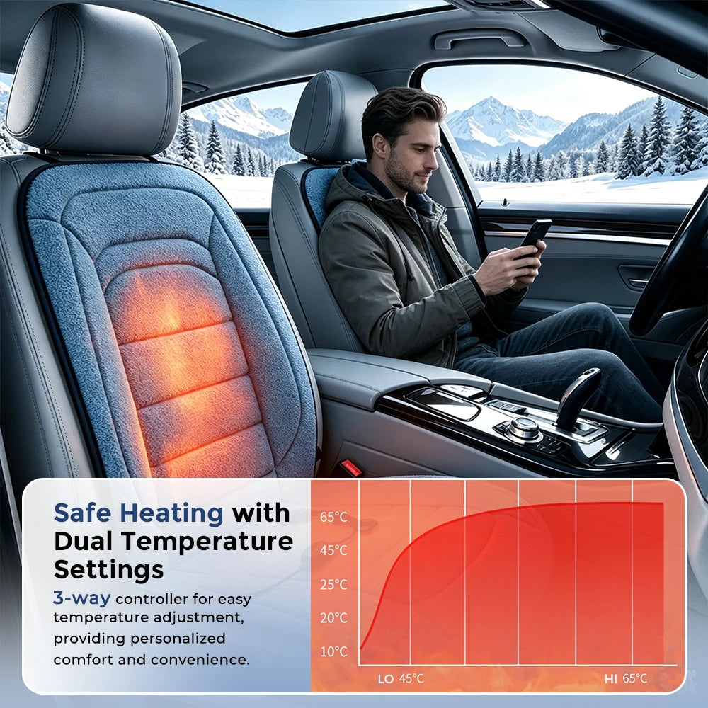 Heated Car Seat Cushion Thermal Pad Warmer for Drivers in Winter Cold Morning Commuting