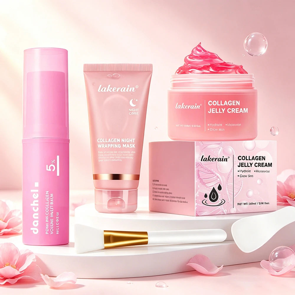 Collagen Skincare Kit Moisturizing Facial Mask Jelly Cream Balm for Unisex Face Care