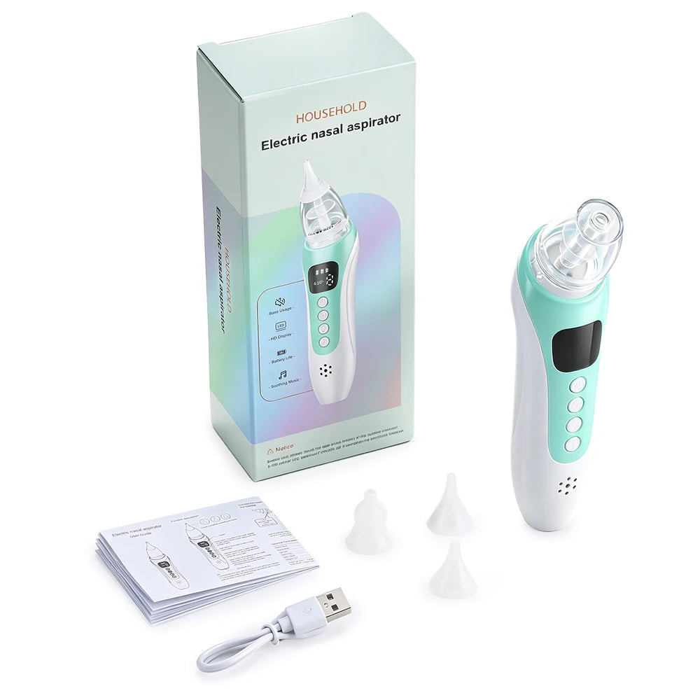 Electric Baby Nasal Aspirator Rechargeable Mucus Sucker for Newborns During Cold Congestion