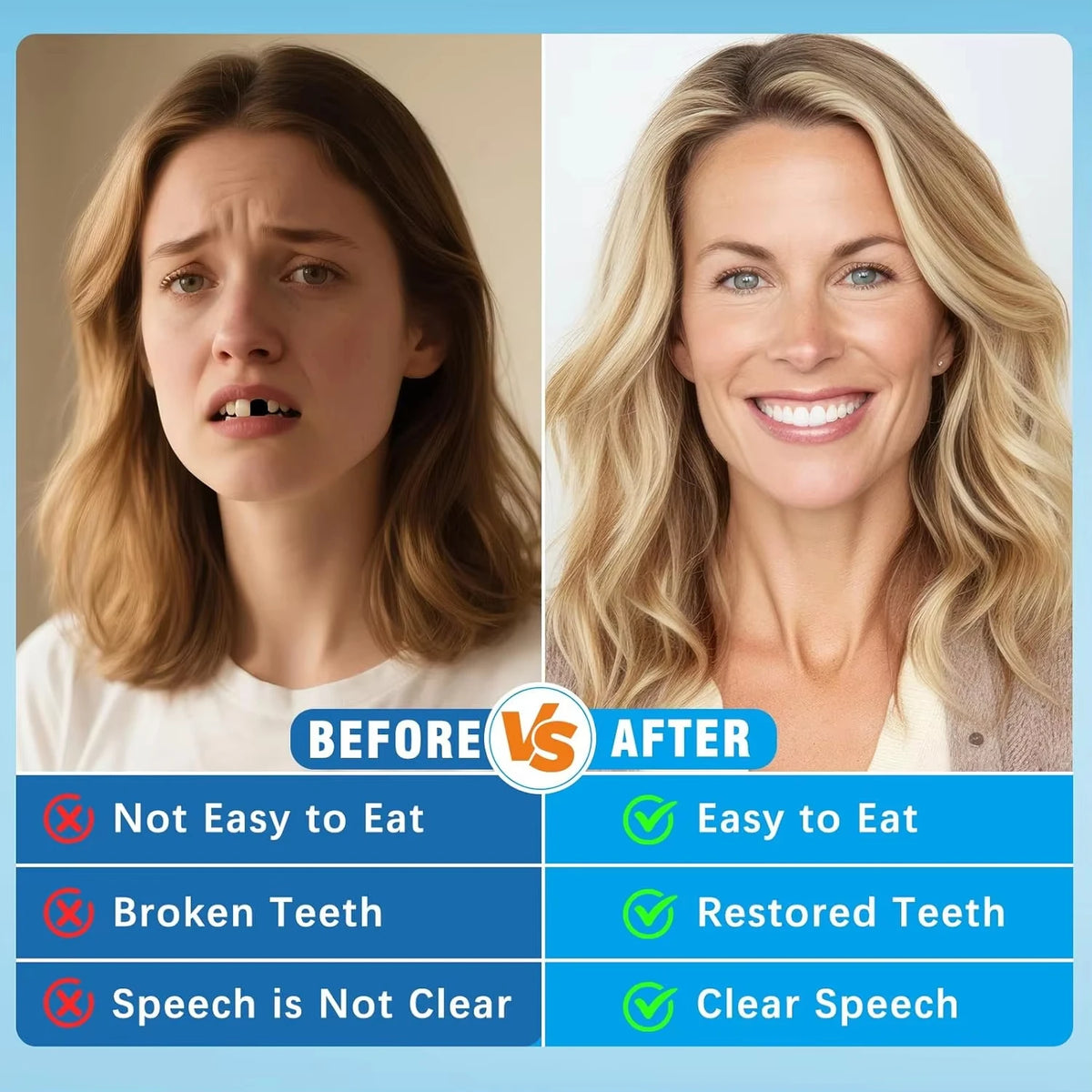 Adjustable False Teeth Kit Natural Veneers Smile Accessory for Daily Use at Home or Social Events