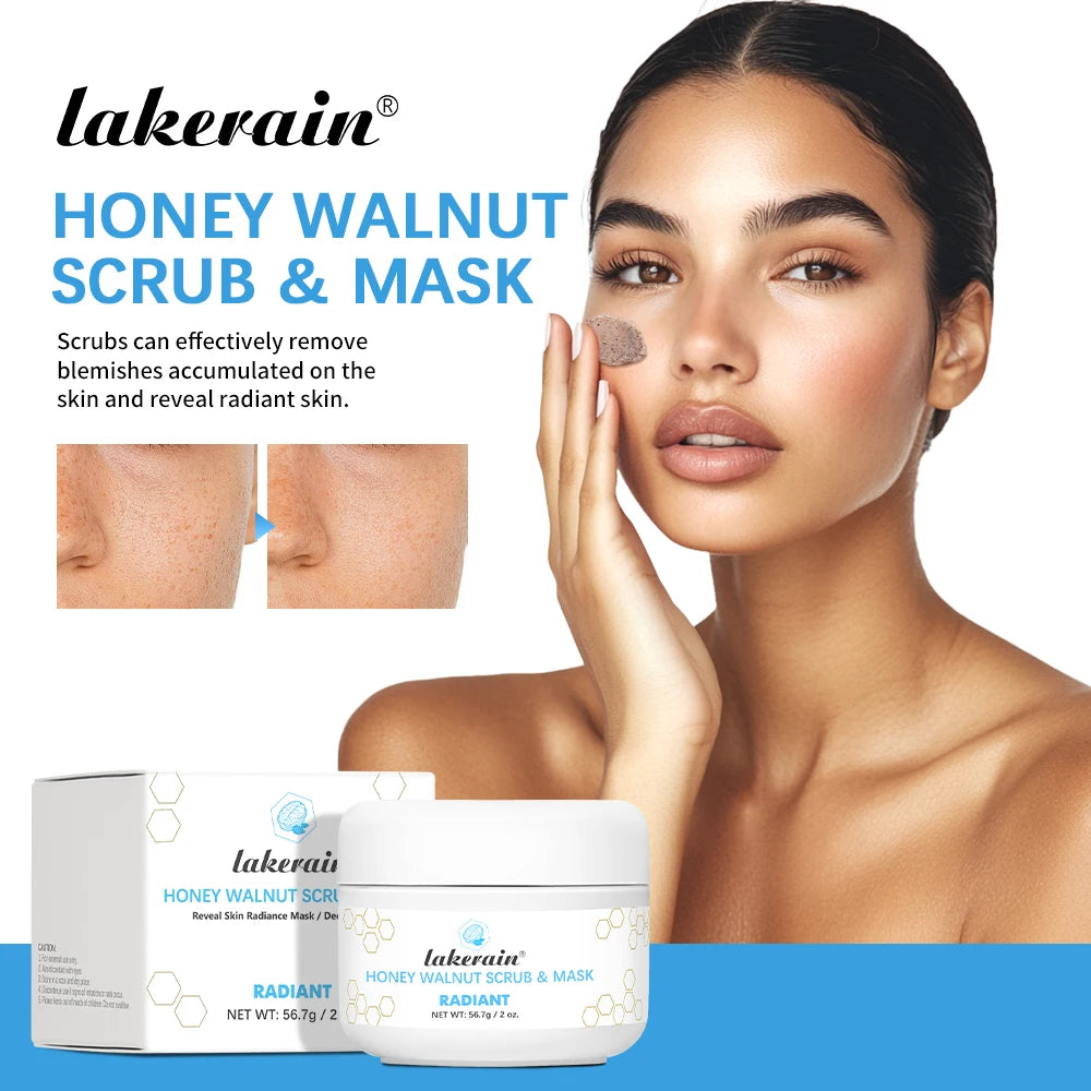 Honey Walnut Facial Scrub and Mask Deep Cleansing Exfoliating Treatment for Radiant Skin Care - 1