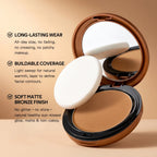 Bronze Compact Powder Oil Control Matte Finish for All Skin Types Daily Makeup Routine