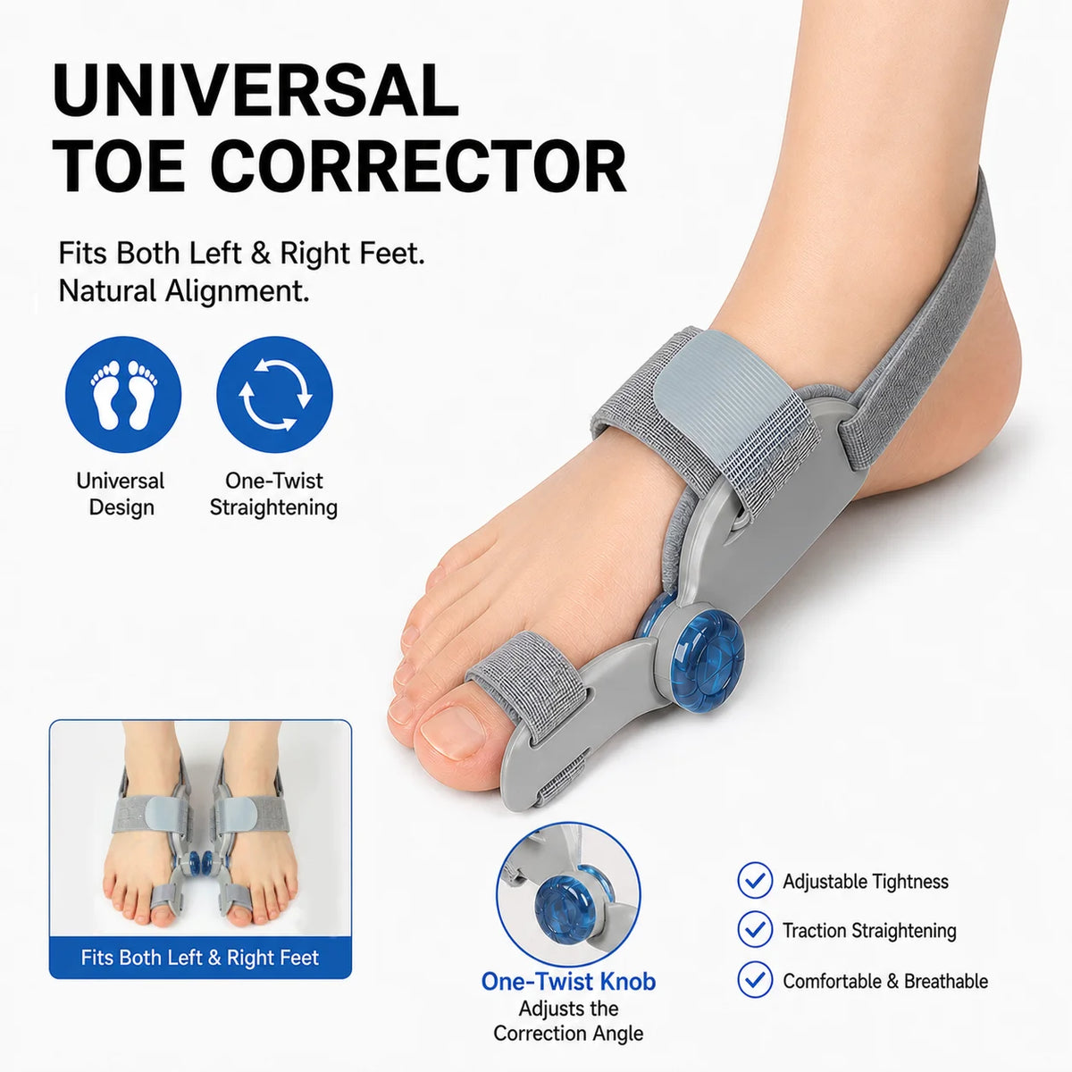Bunion Adjuster Brace Adjustable Knob Straightener for Feet Relief at Home