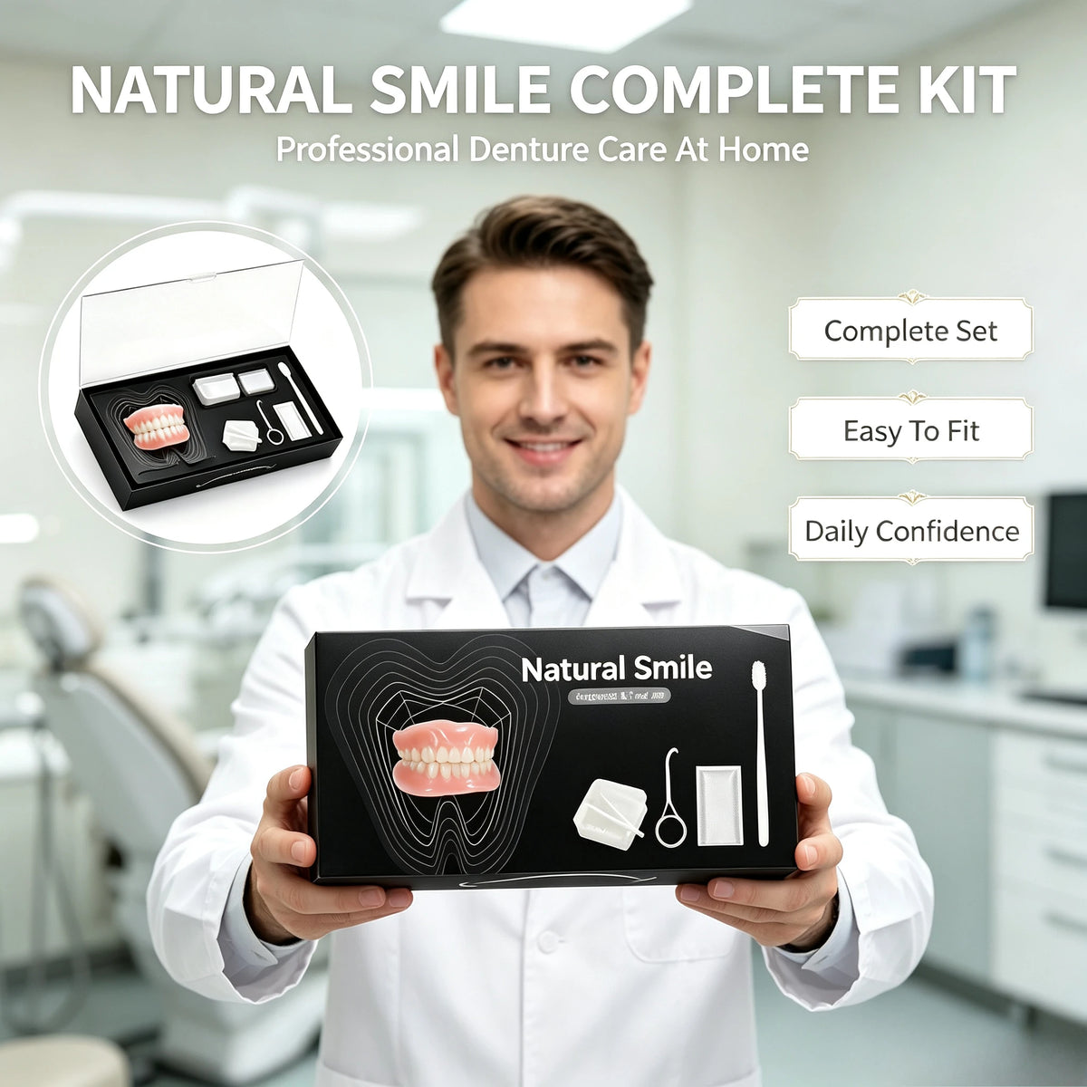 Soft Silicone Reline Dentures Comfort Fit False Teeth for Adults at Home Daily Care Use