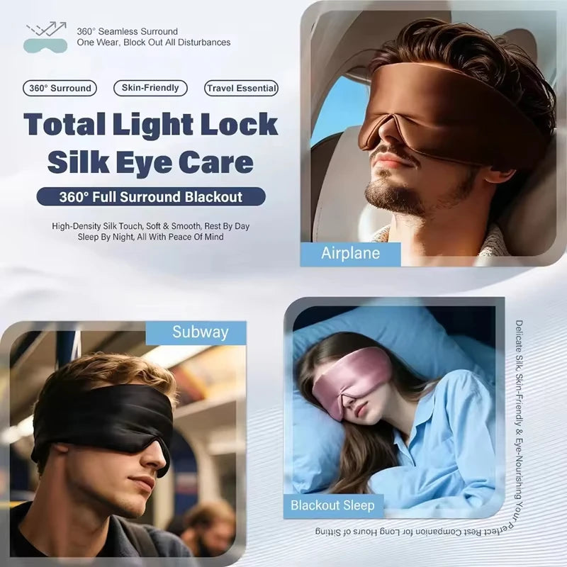 Silk Sleep Mask Blackout Eye Cover Adjustable Soft Sleeping Aid for Women Traveling and Naps - 14