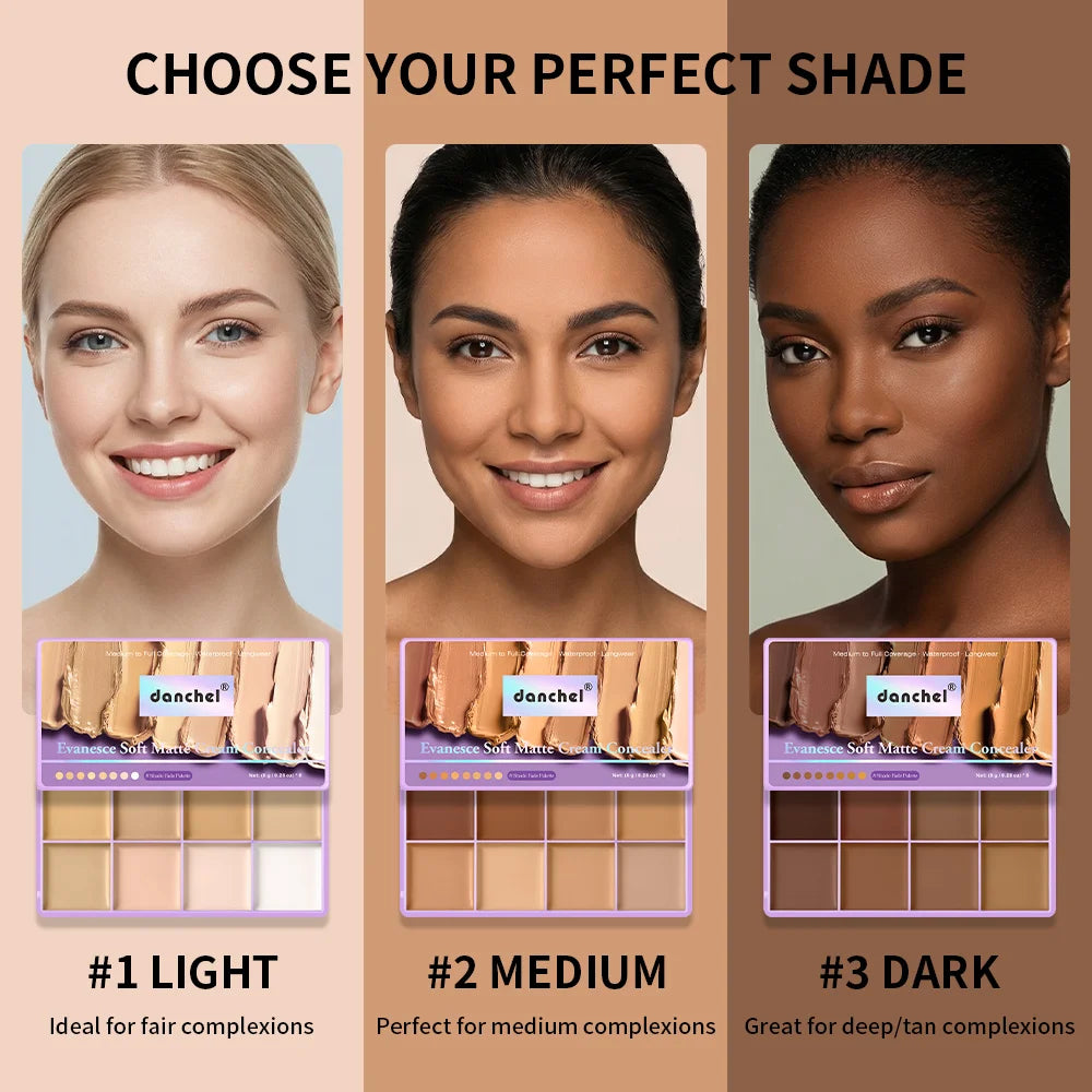 Cream Concealer Palette Waterproof Full Coverage for Professional Makeup and Daily Face Sculpting - 9