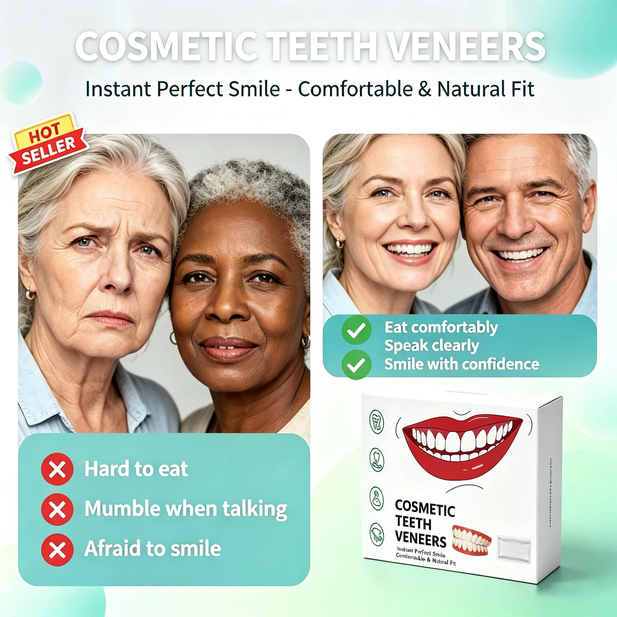 Silicone Full Dentures Natural Looking Comfortable Fit for Adults Daily Oral Care Routine
