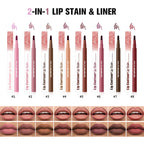 Lip Contour Stain Pen Long Lasting Waterproof Makeup for Daily Beauty and Travel
