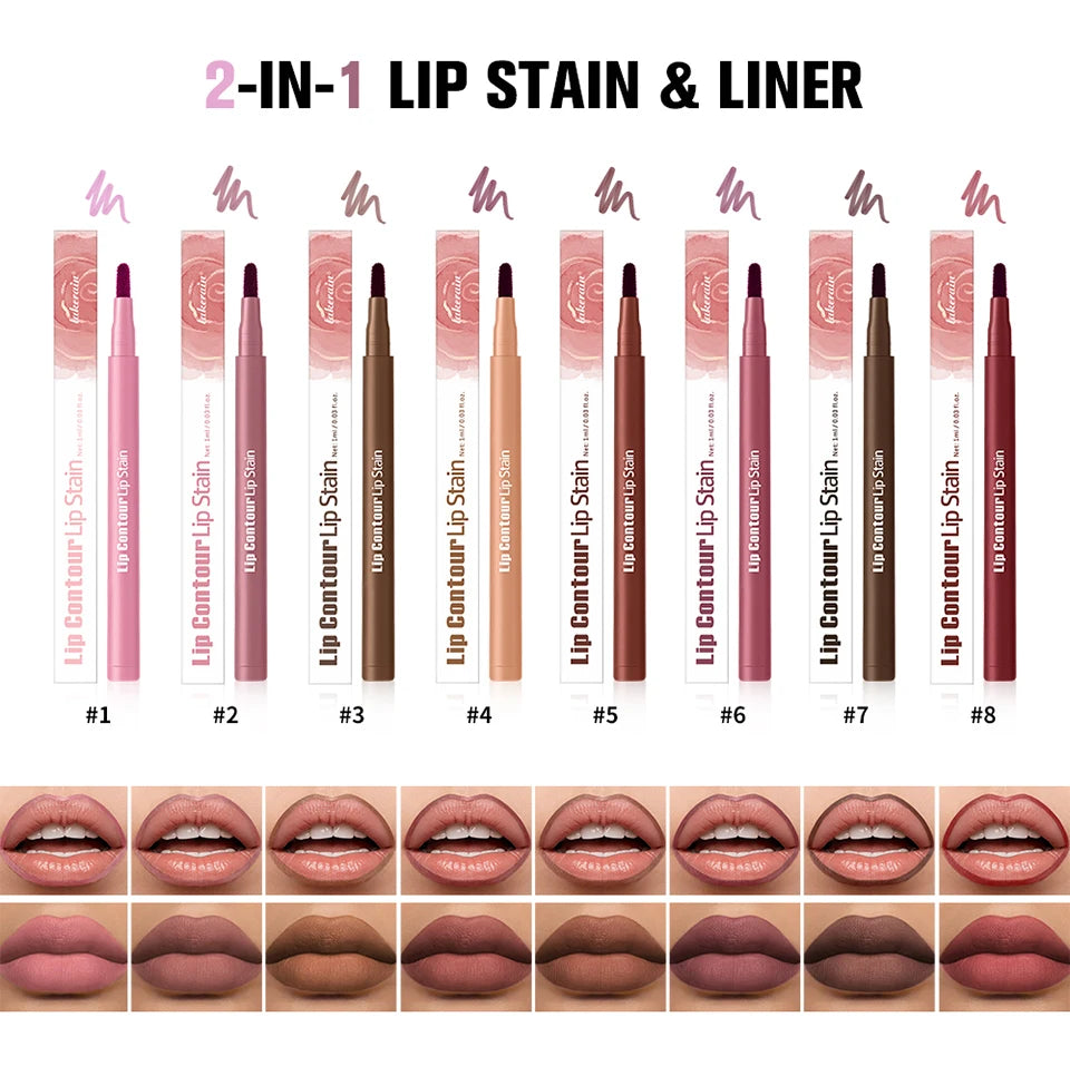Lip Contour Stain Pen Long Lasting Waterproof Makeup for Daily Beauty and Travel
