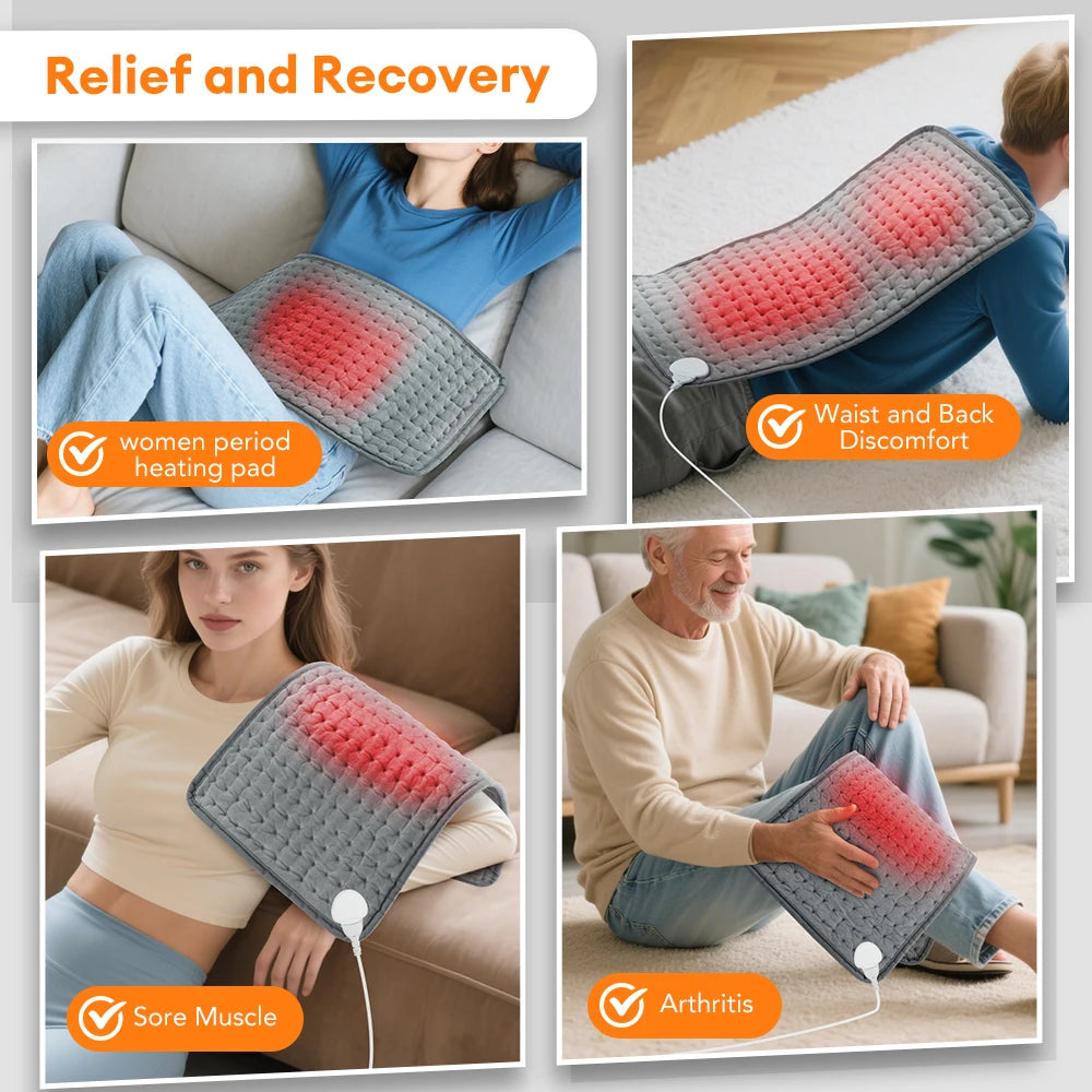 Electric Heating Pad 9 Heat Levels Digital Display for Back Pain Relief at Home Office - 12