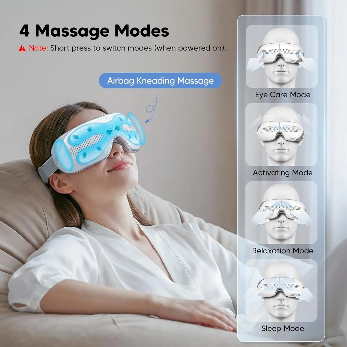 Airbag Eye Massager Heated Vibration Mask for Relief and Relaxation at Home and Travel