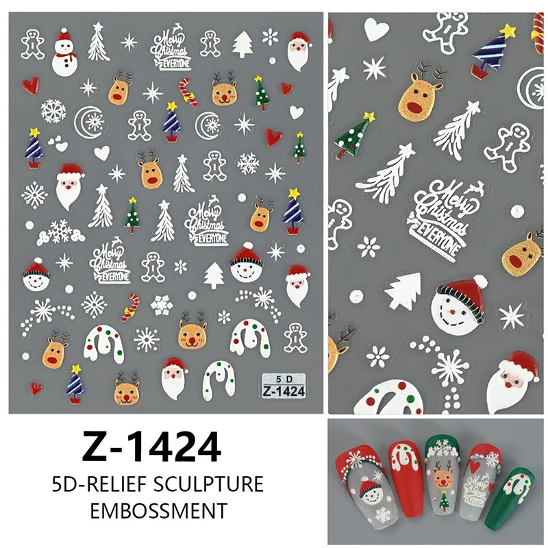 Christmas Nail Stickers Winter Decals for Salon Manicure and Home Holiday Decoration