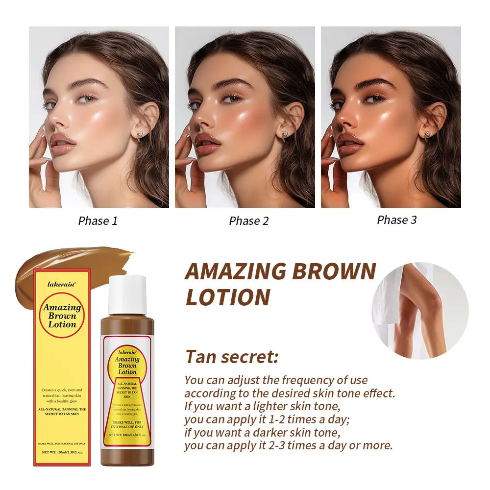 Amazing Brown Tanning Lotion Waterproof Sunless Bronzer for Body Sunbathing and Beach Days
