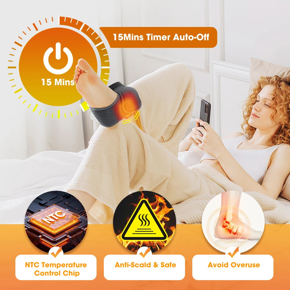 Electric Ankle Massager Heated Vibration Brace for Joint Relief at Home or After Sports
