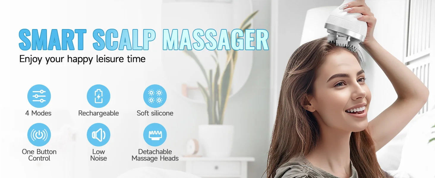 Electric Scalp Massager Deep Tissue Kneading Tool for Full Body Relaxation at Home - 6