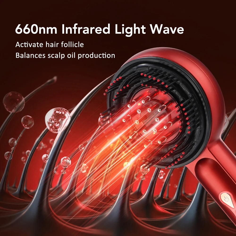 Electric Scalp Massage Comb LED Therapy Hair Growth Serum Applicator for Men and Women Home - 18
