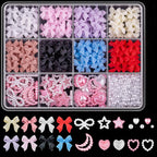 Acrylic Nail Art Charms with Bowknot Flowers for Manicure Design at Home Professional Salon