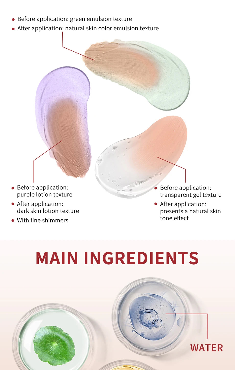 CC Water Gel Correction Cream Hydrating Foundation for Natural Glow and Daily Face Makeup